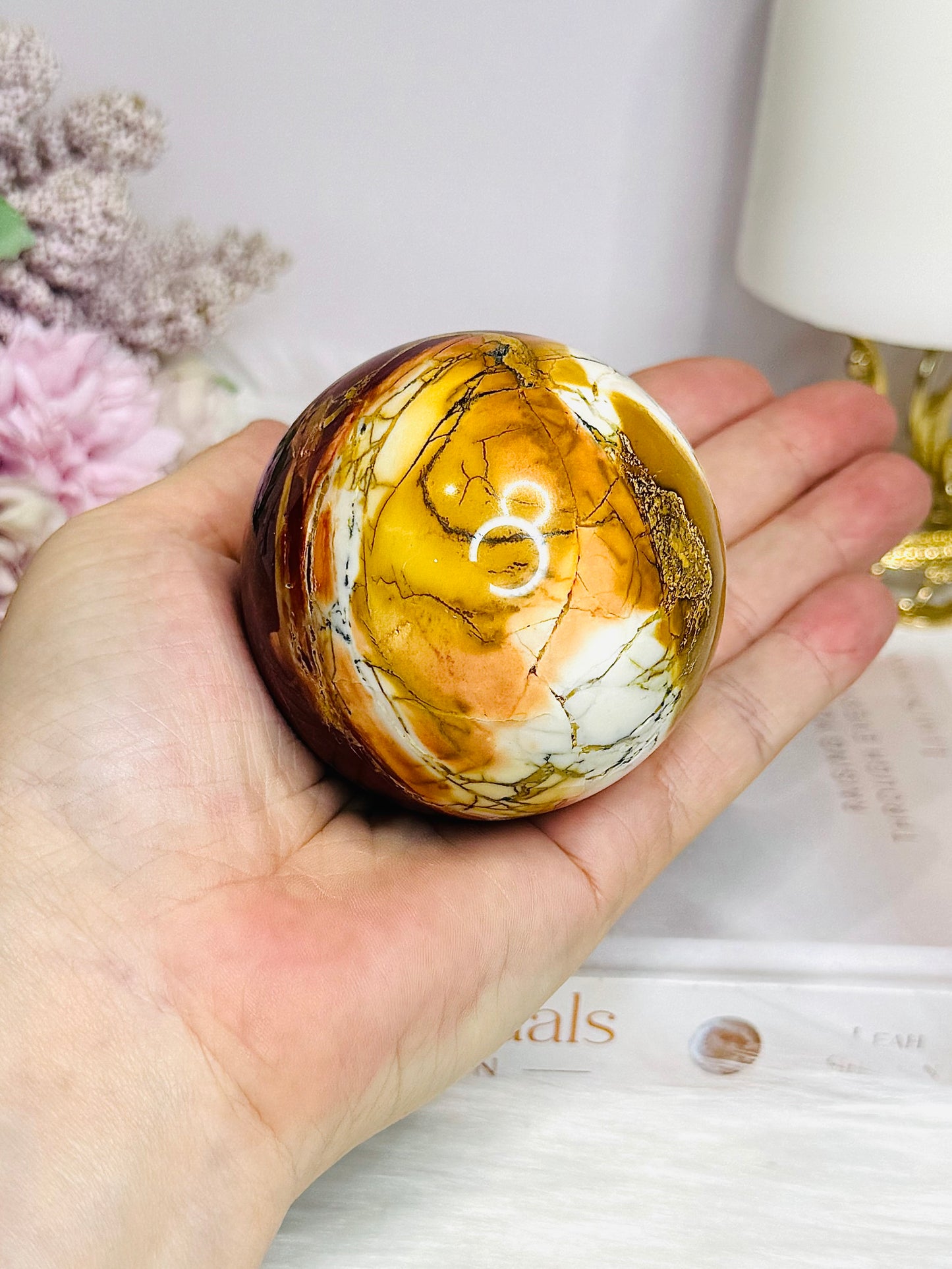 Large Mookaite Jasper Sphere on Stand 330g