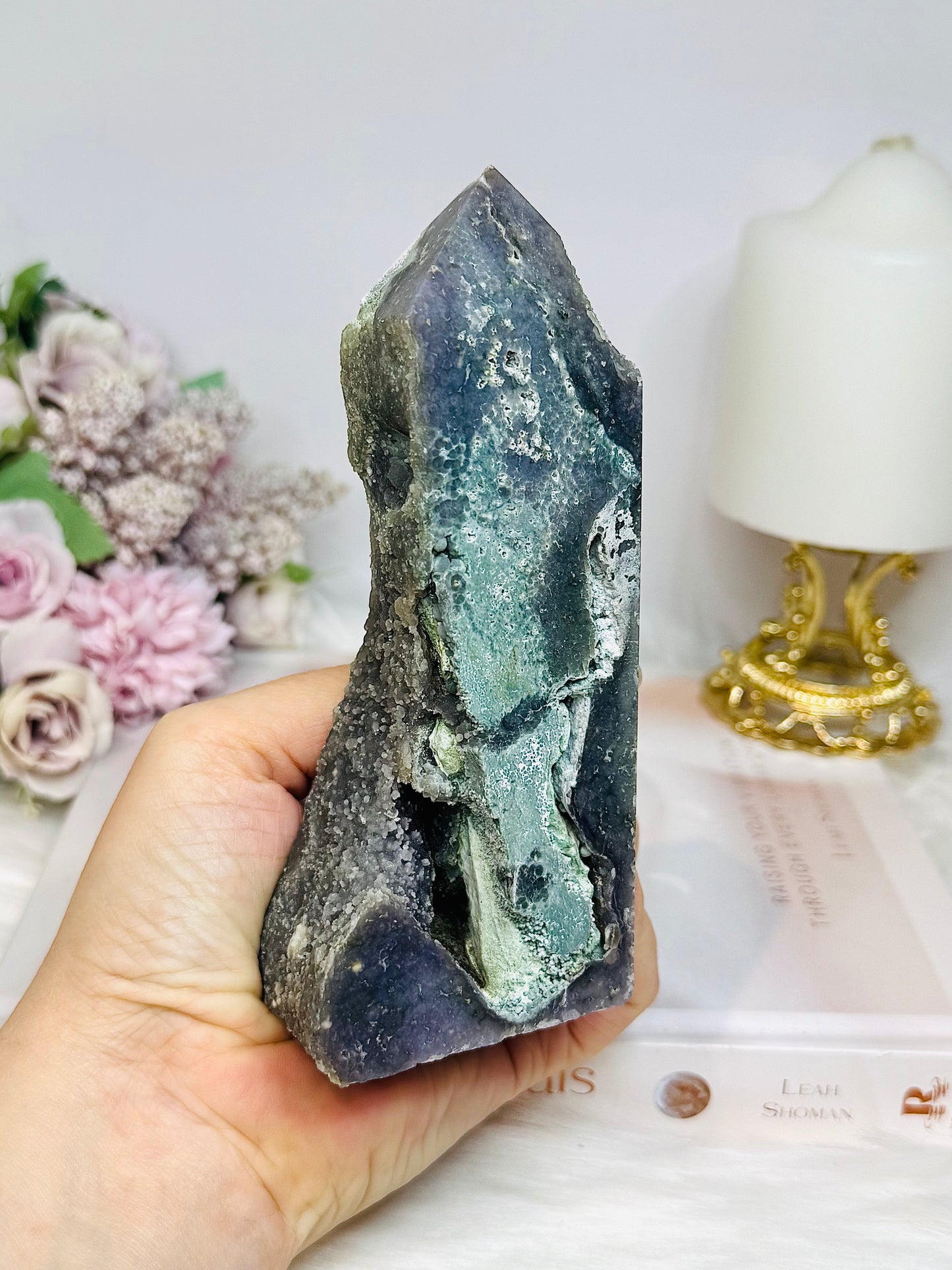 Large Grape Agate Tower 14cm 441g