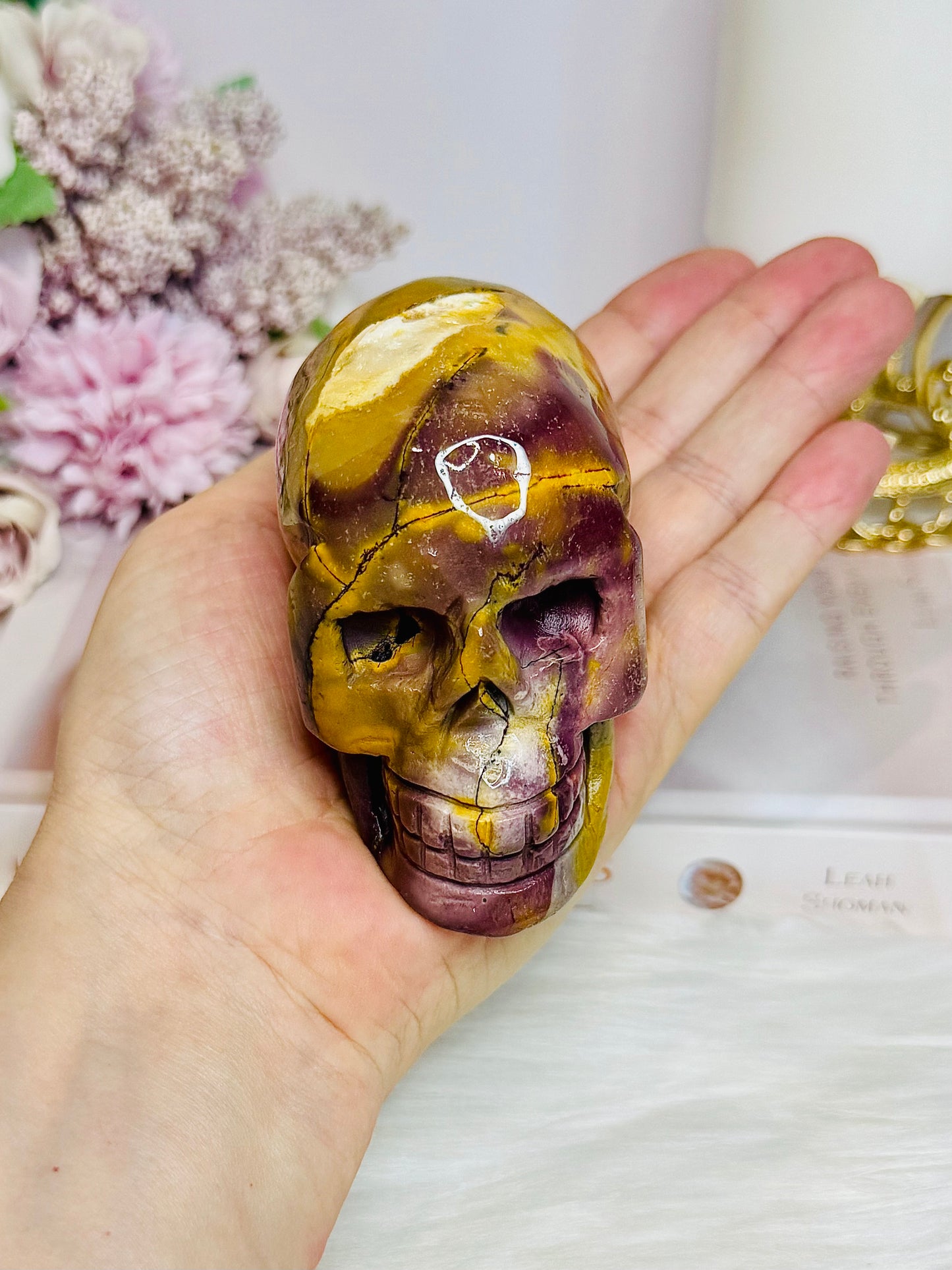 Mookaite Jasper Carved Skull 8.5cm 431g