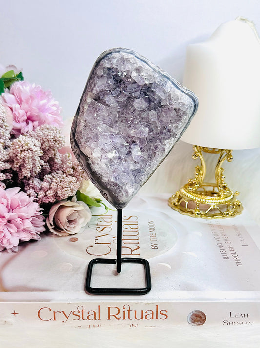 Natural Amethyst Cluster On Stand From Brazil 14cm