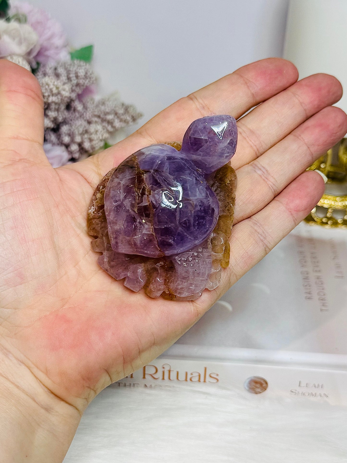 Amethyst X Agate Carved Turtle 7cm