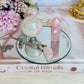 Rose Quartz Gift Set ~ Angel Aura Rose Quartz Sphere, Rose Quartz Tower & Rose Quartz Wing Necklace on Mirror Tray 10cm