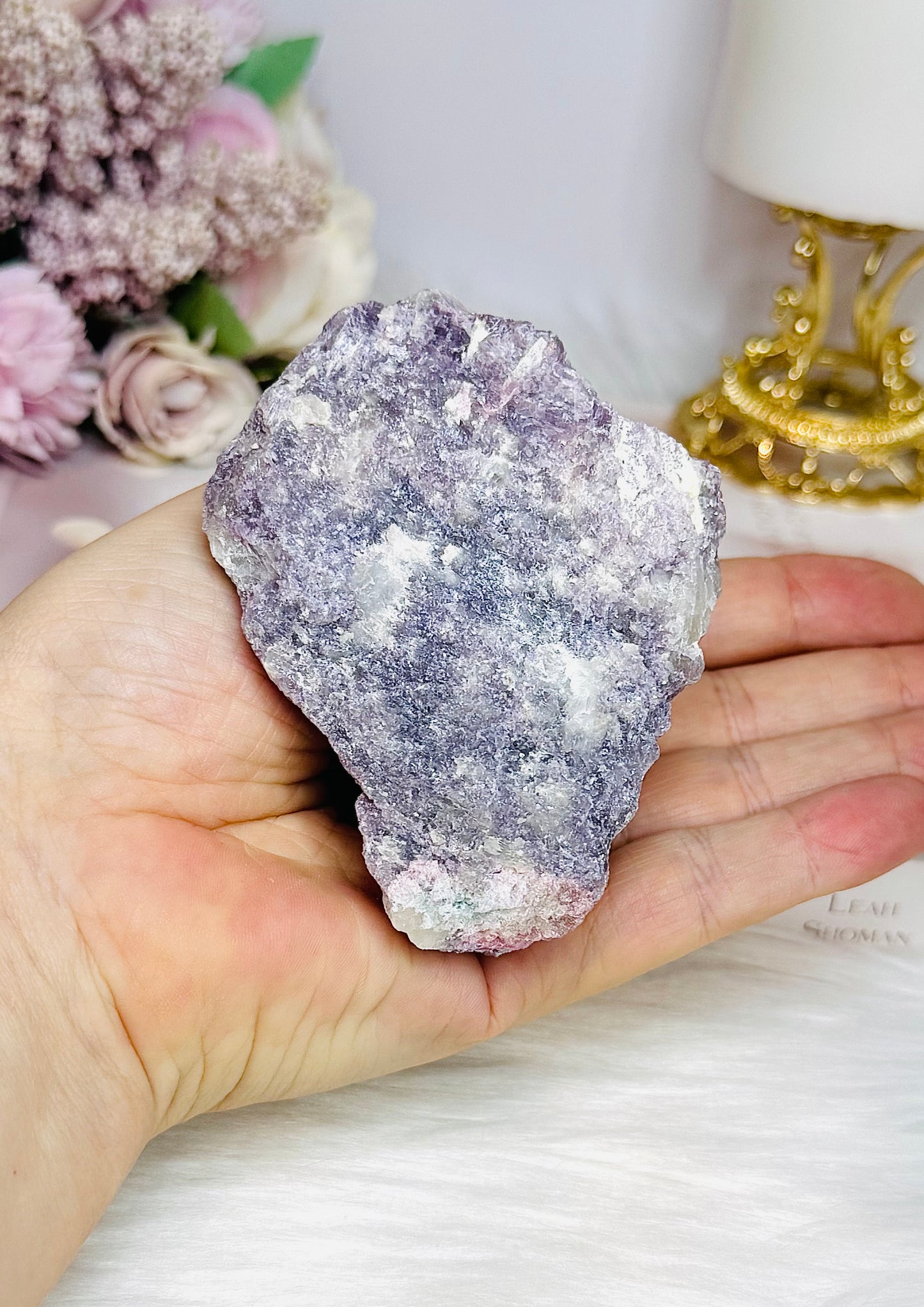 Natural Lepidolite with Pink Tourmaline Raw Specimen 8.5cm 245g
