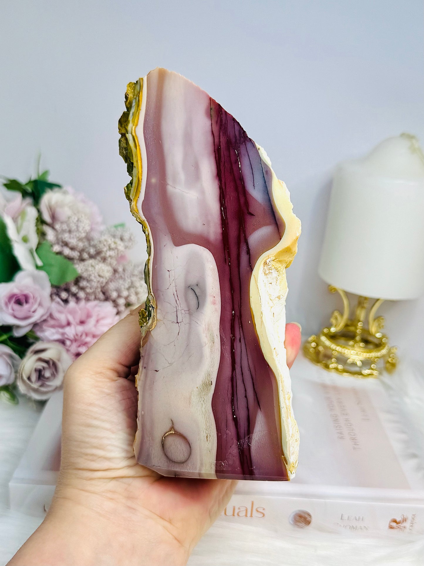 High Grade Mookaite Jasper Polished & Raw Slab 16cm 722g