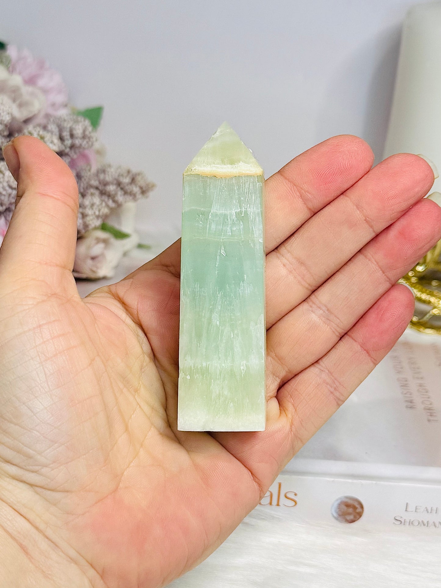 Pistachio Calcite Tower 9cm