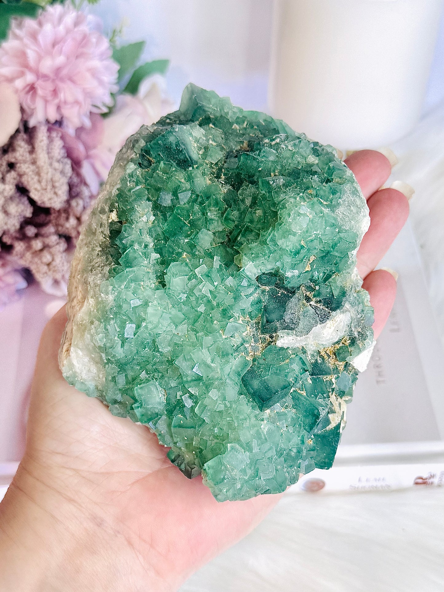 Natural Large Chunky 14cm 867gram Green Cubed Fluorite Specimen