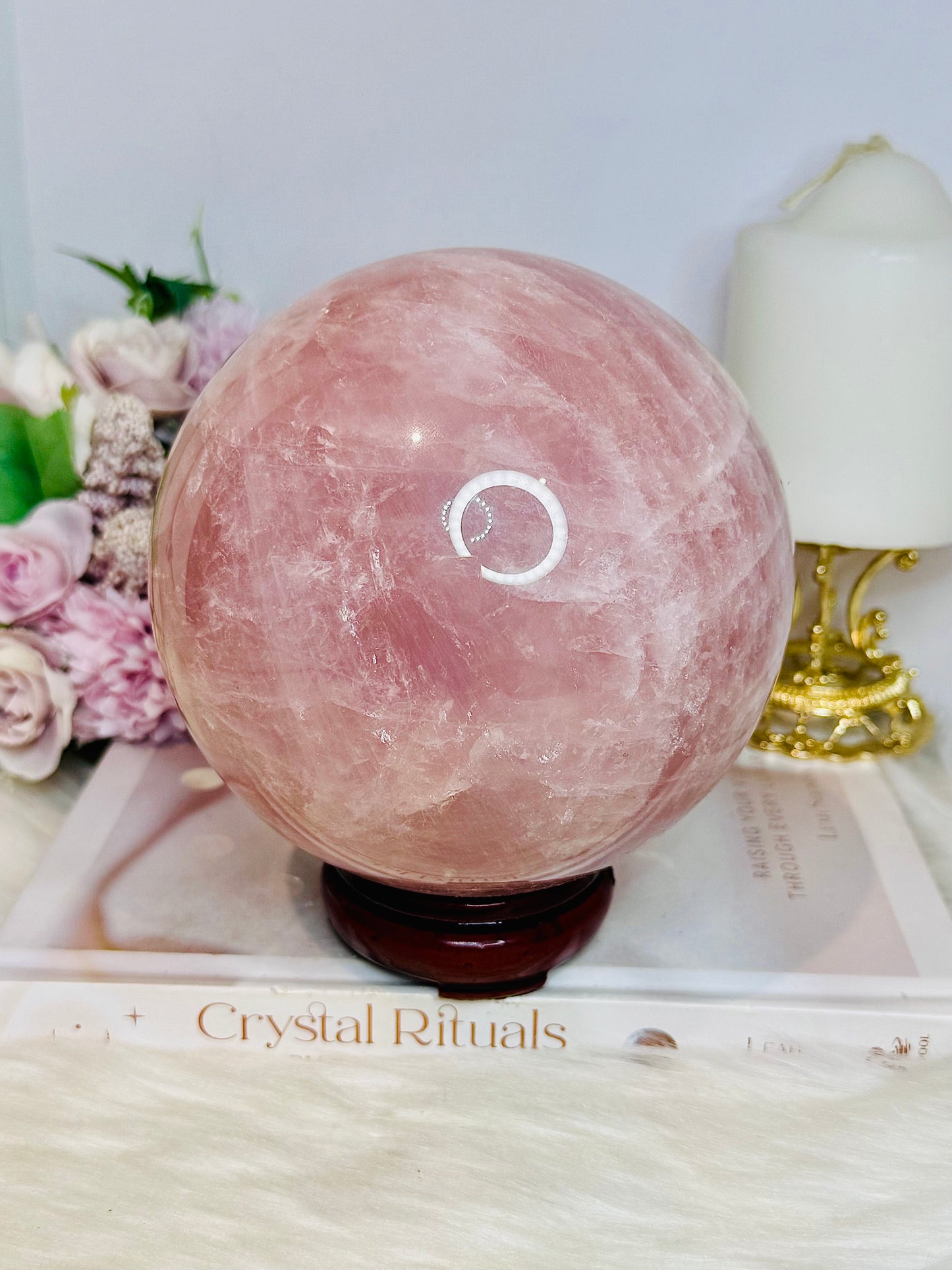 Huge Rose Quartz Sphere 3KG on Stand