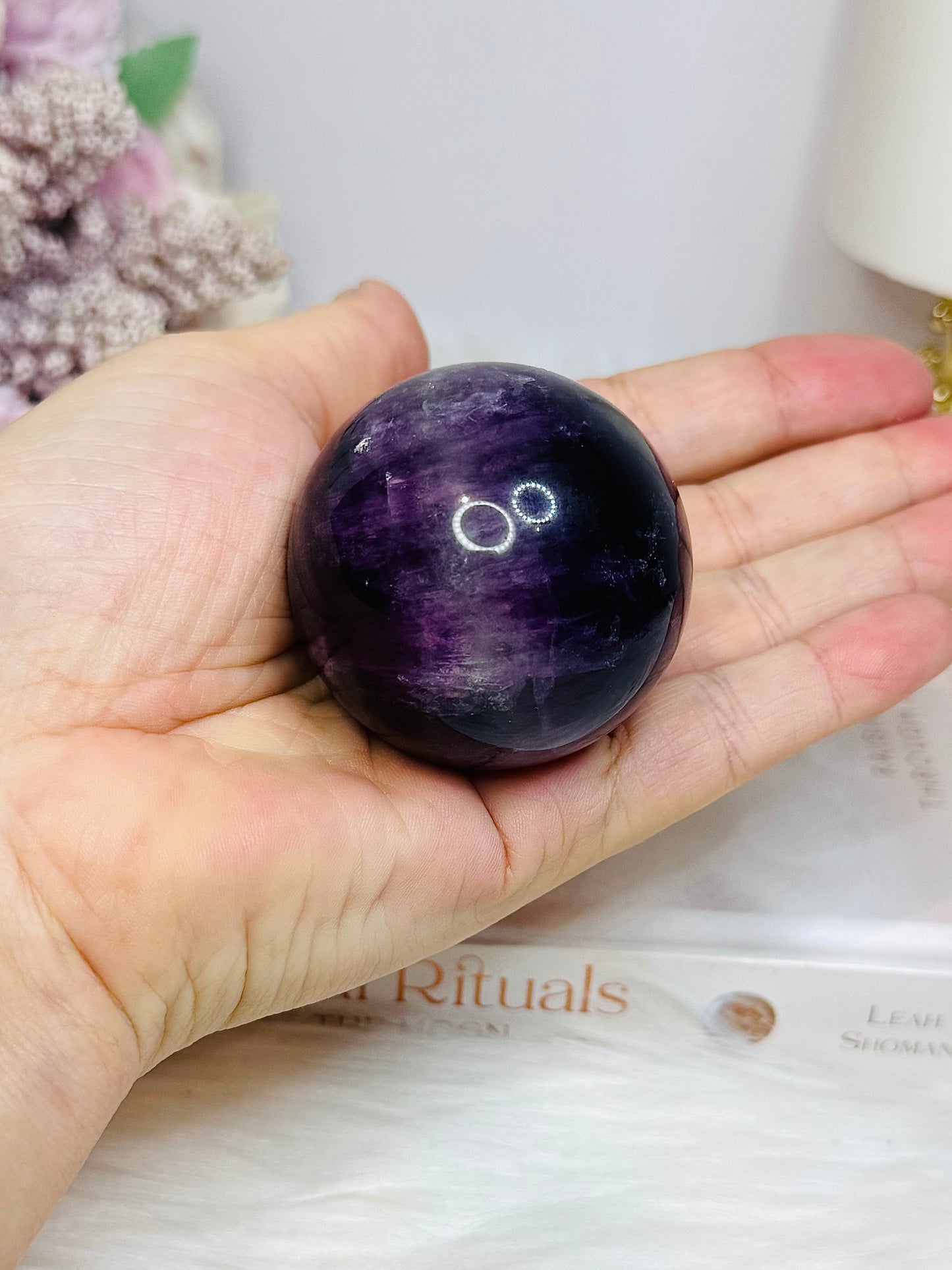 High Grade Purple Fluorite Sphere on Stand 199g