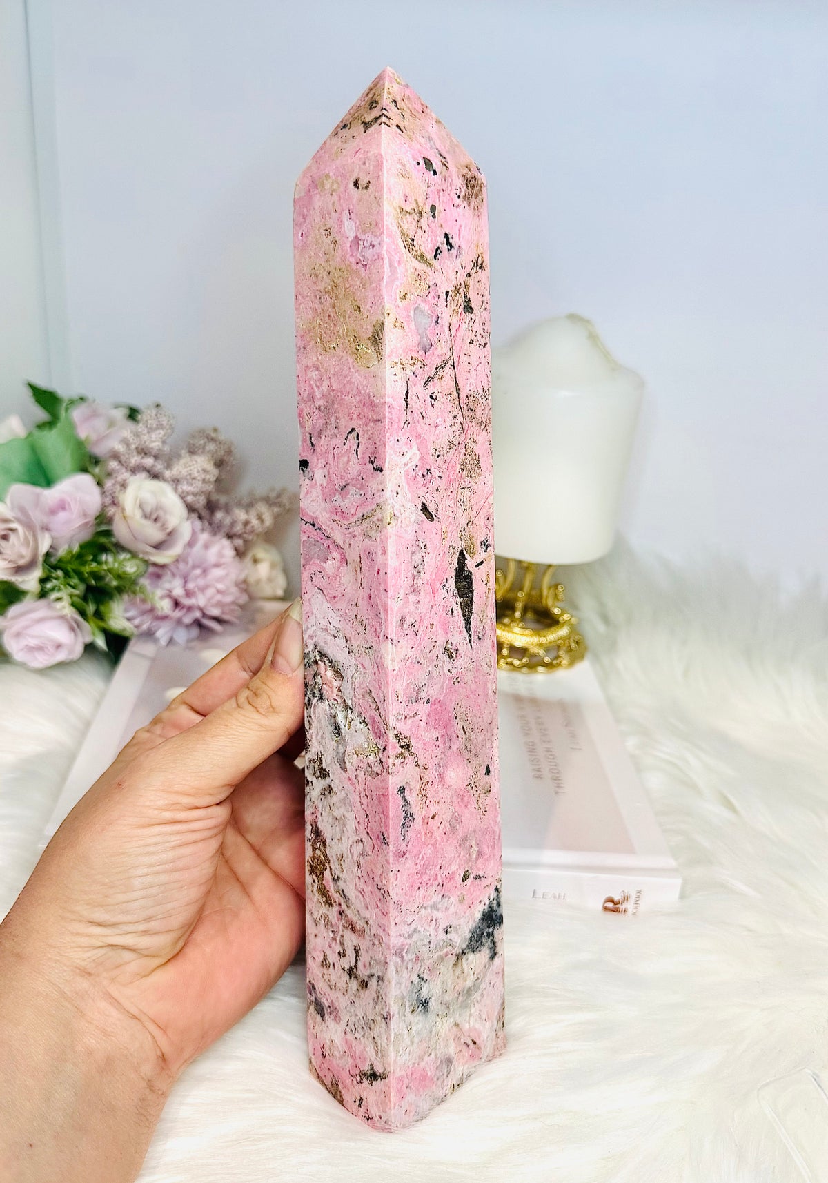 Huge Pink Peruvian Rhodochrosite Tower 27.5cm 1.2KG