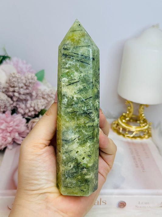Natural Prehnite Tower 15cm