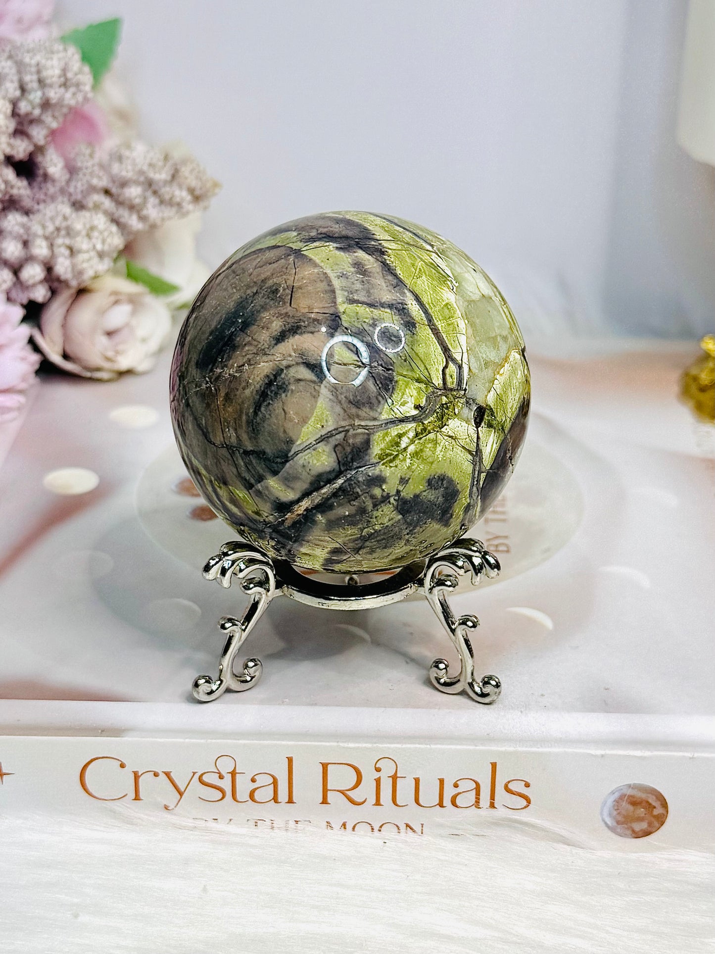 Money Agate Sphere on Stand 291g