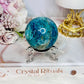 Stunning Natural High Grade Chrysocolla Carved Sphere on Stand 238grams