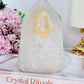 White Druzy Agate Tower From Brazil 13cm