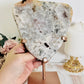 Large 21cm Natural Pink Amethyst Druzy Slab On Rose Gold Stand