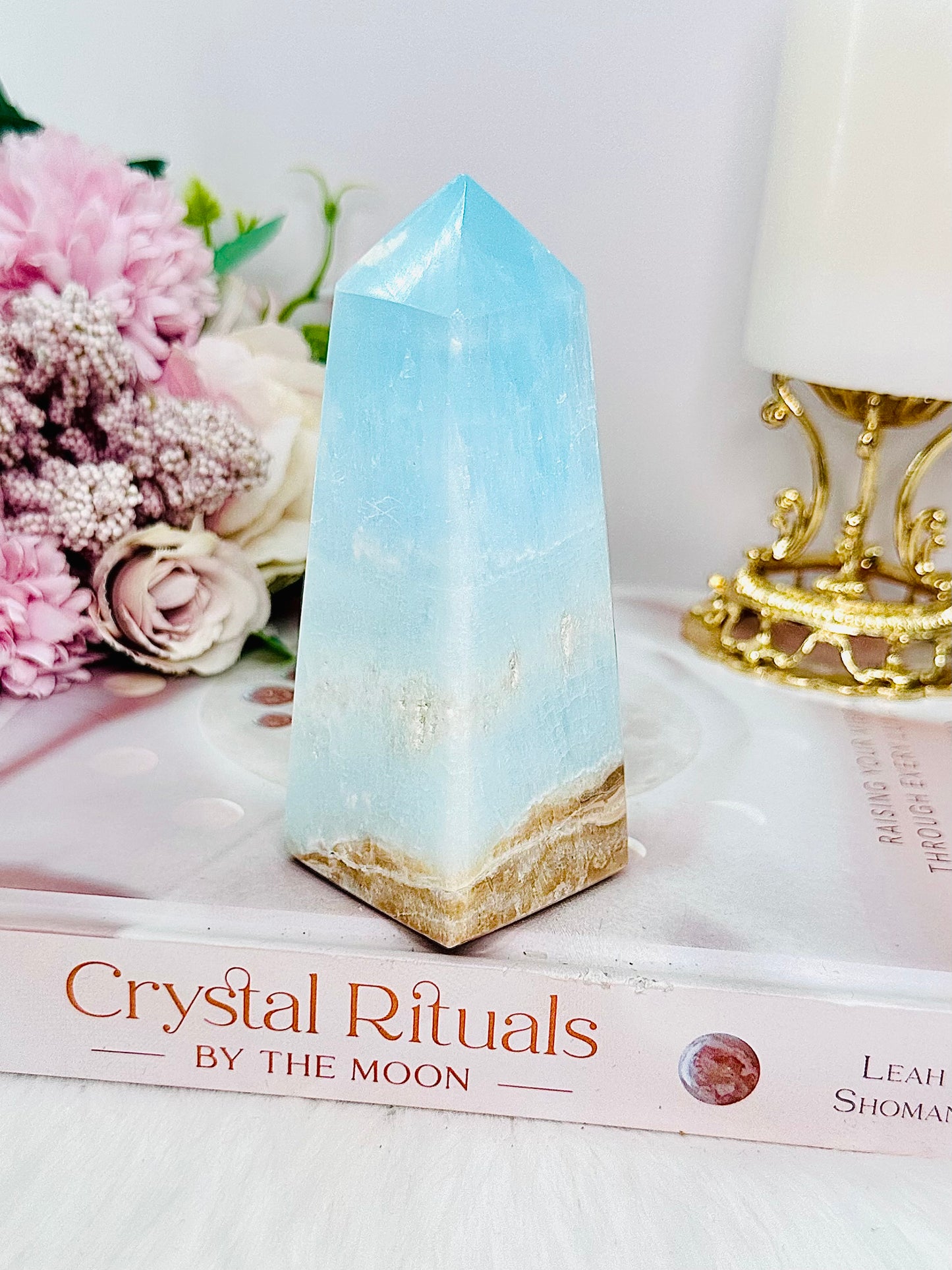 Absolutely Stunning High Grade Caribbean Calcite Chunky Obelisk | Tower 11.5cm