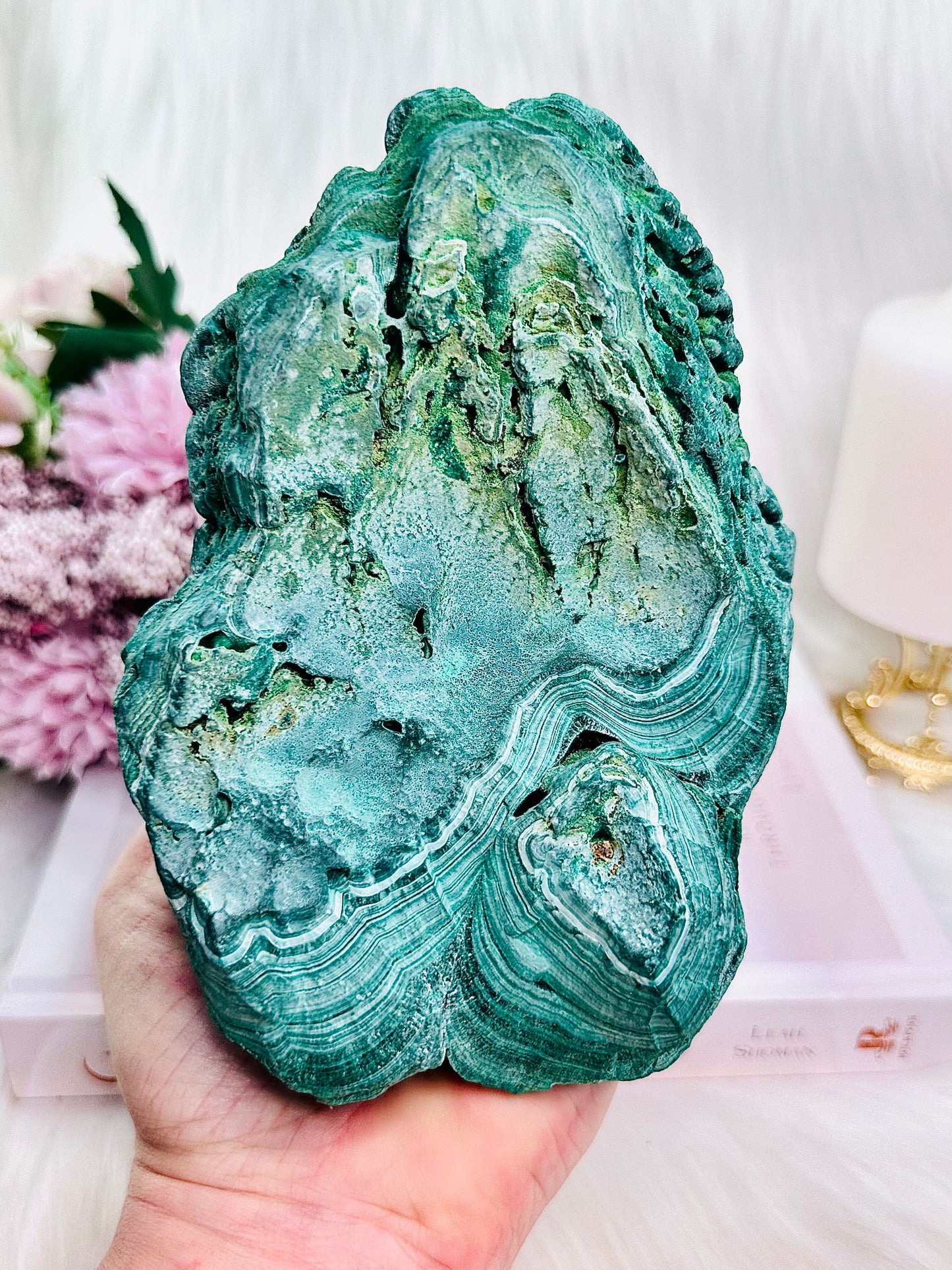 A Collectors Piece ~ Absolutely Incredible Huge 1.6KG Velvet Malachite Natural Specimen On Stand From Congo