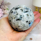 Large Rainbow Moonstone Sphere on Stand with Blue Flash 617g