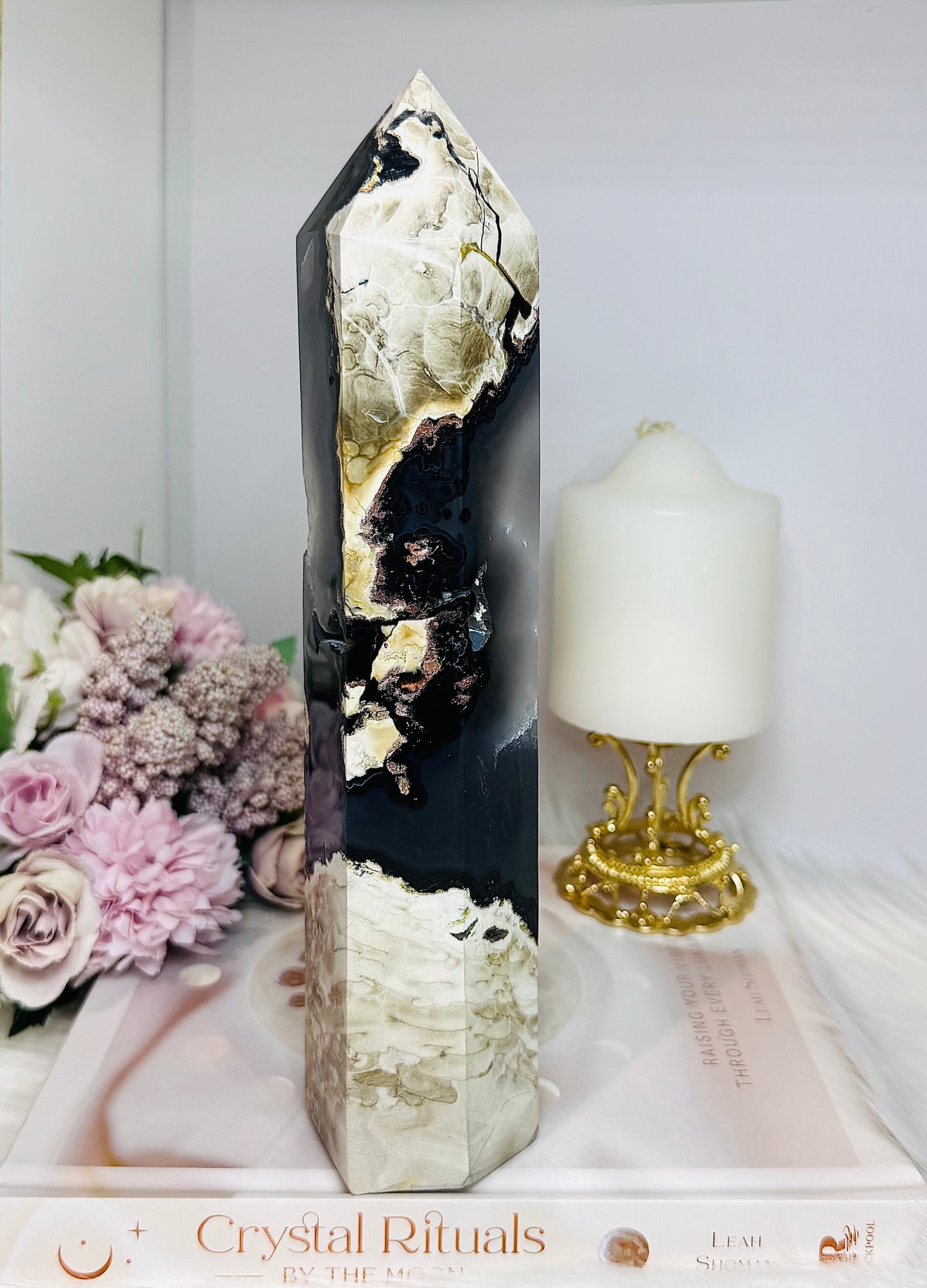 Huge Natural Volcano Agate Druzy Tower ~ UV Reactive 25cm 1.09KG