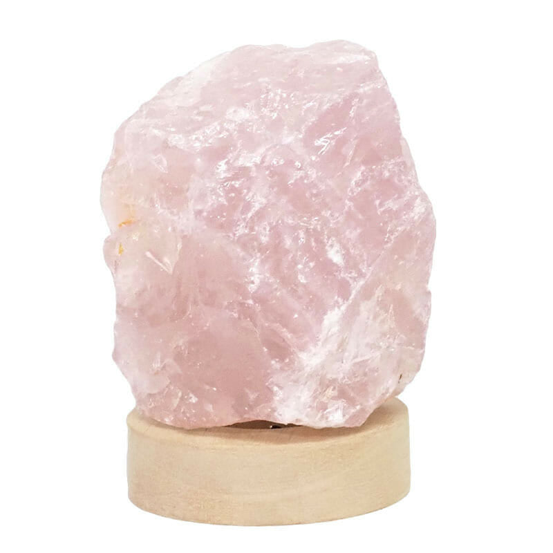 Rose Quartz Rough Approx 750g on LED Light Base