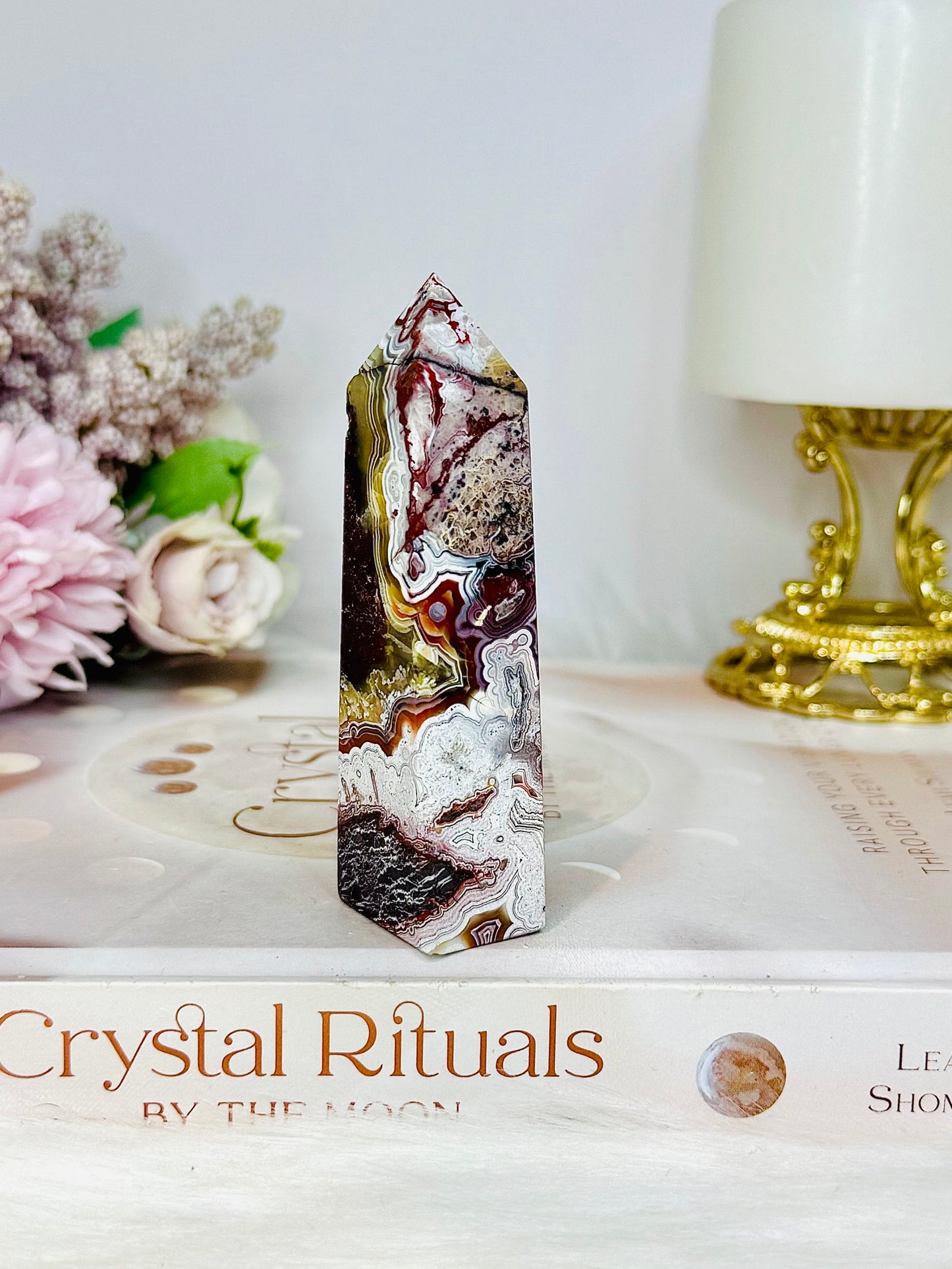 Mexican Lace Agate Tower 8.5cm
