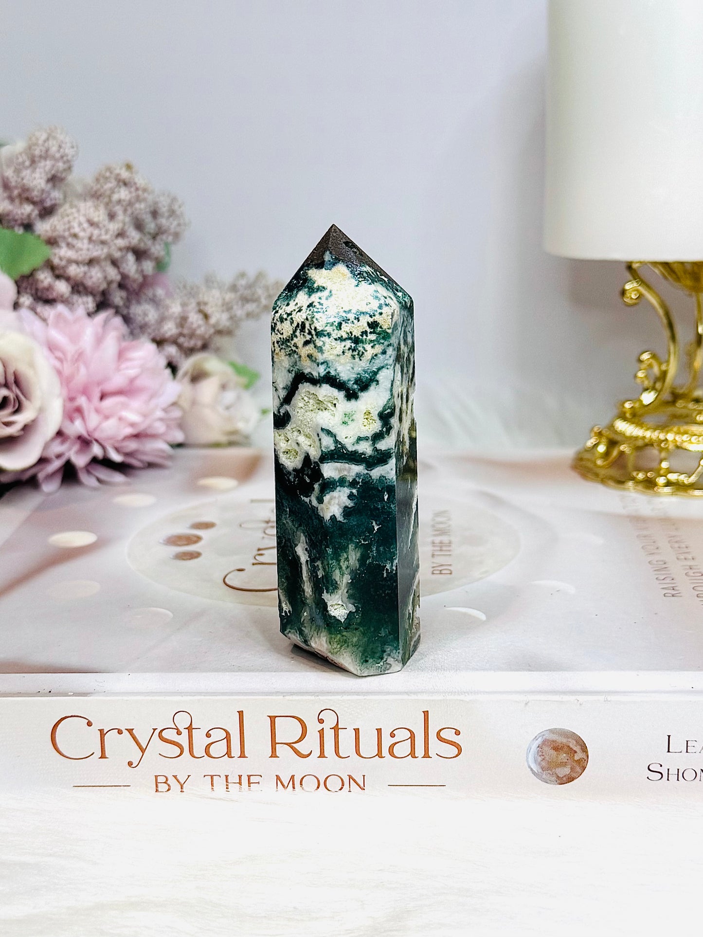Moss Agate Druzy Tower 8.5cm