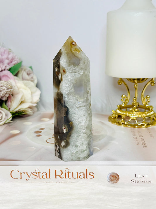 Druzy Flower Agate Tower 12cm