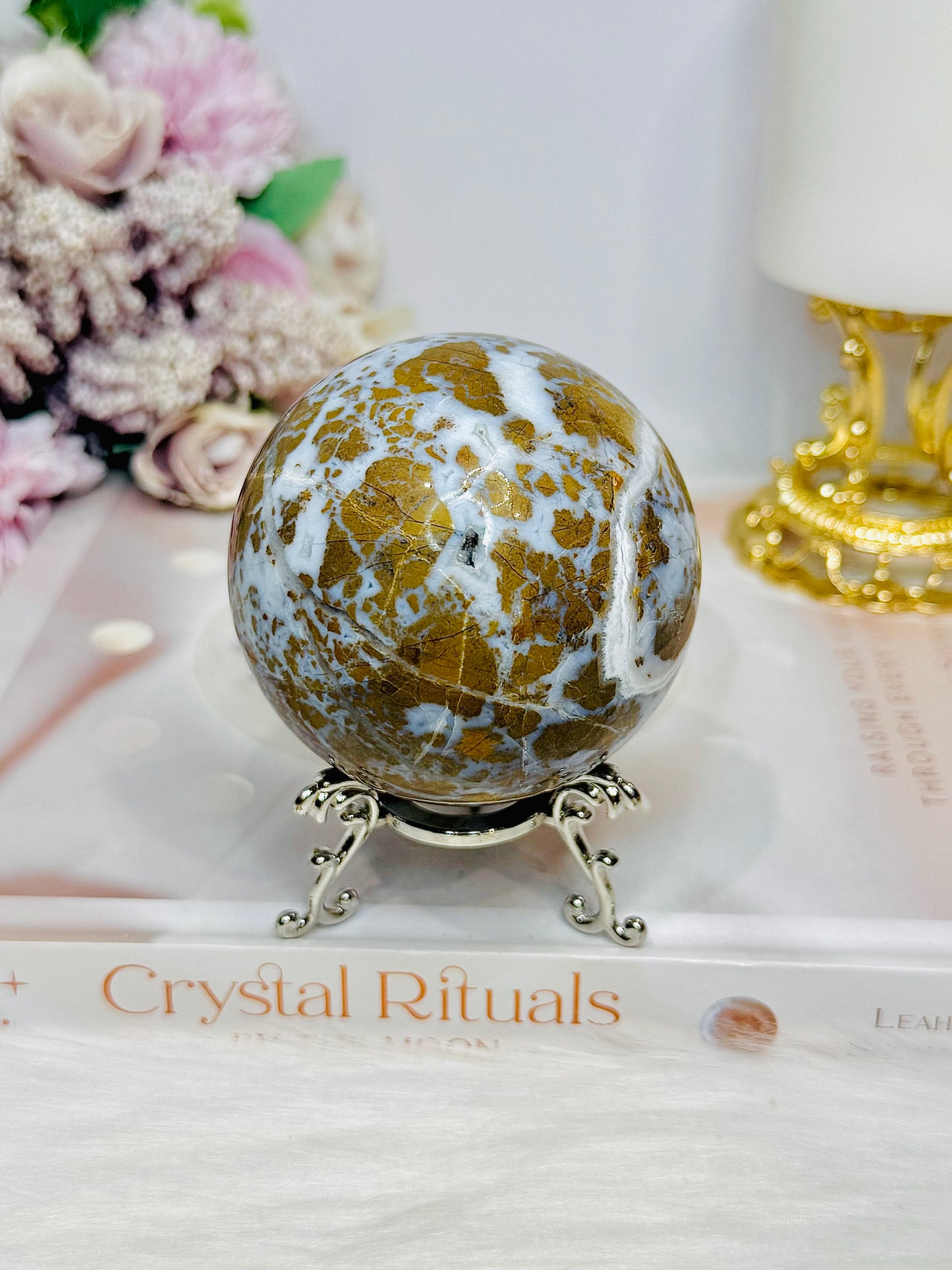 Large Brecciated Jasper Sphere on Stand 388g