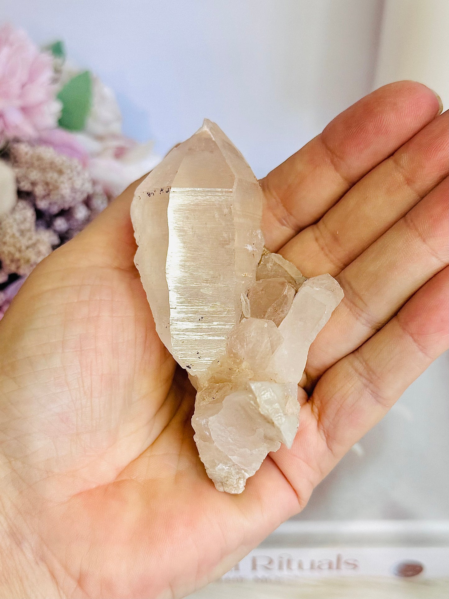 Gorgeous Pink Natural Lemurian Quartz Cluster 9cm