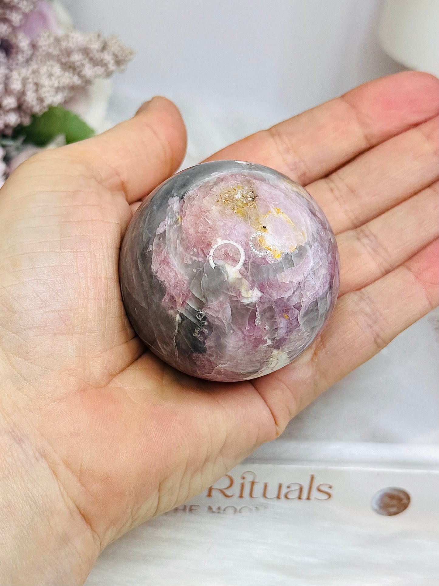 High Grade Pink Tourmaline Sphere on Stand 199g