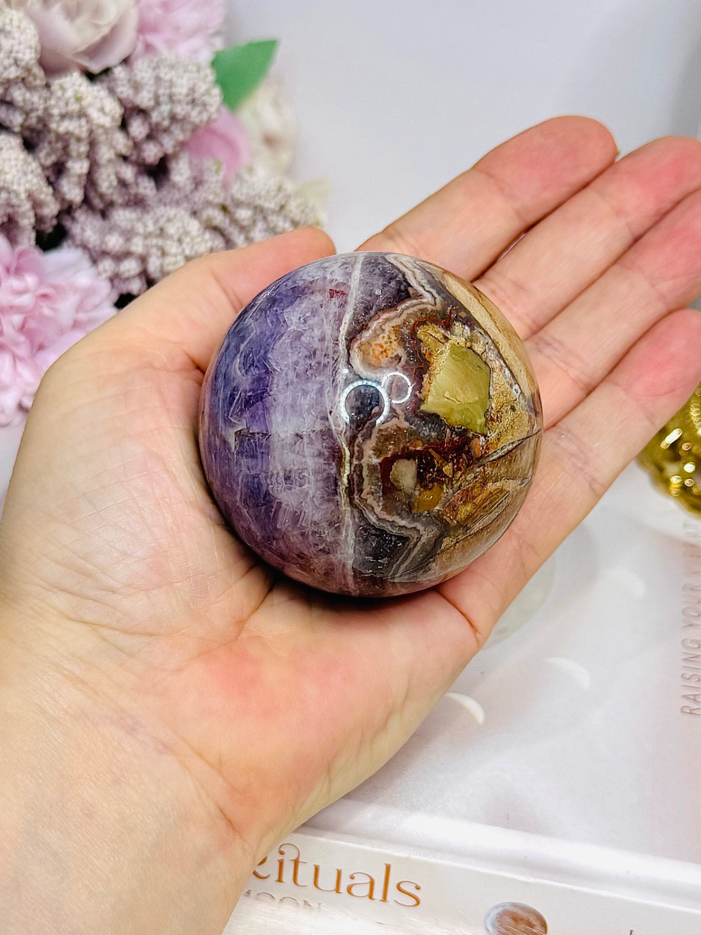 Crazy Lace Amethyst Sphere on Stand 273g