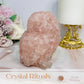 Large Rose Quartz Filled Resin Owl 10cm 639g