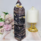 Large Purple Fluorite X Sphalerite Druzy Tower 19cm 768g