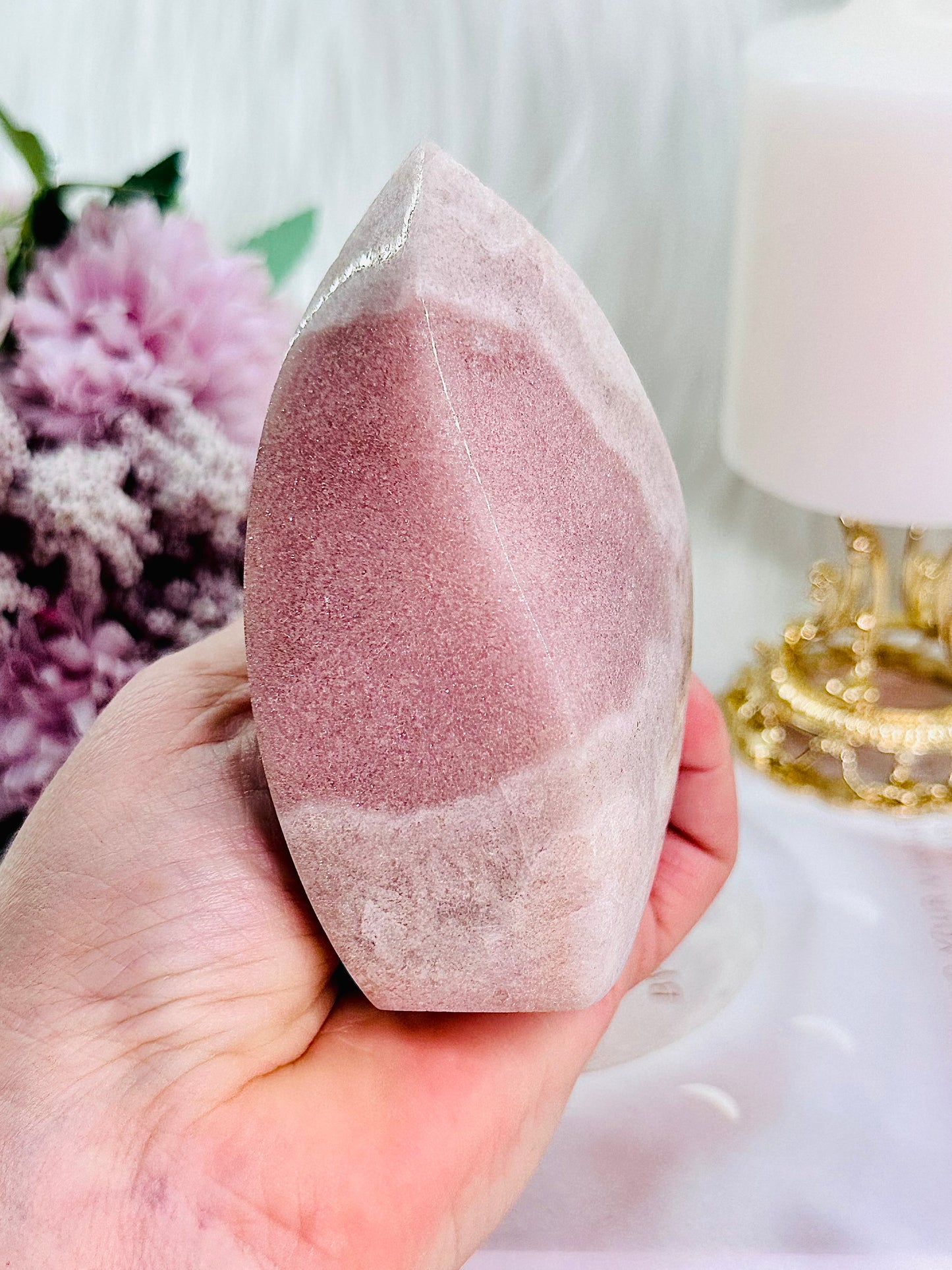 Absolutely Beautiful Pink Amethyst Carved Freeform | Flame From Brazil 351grams