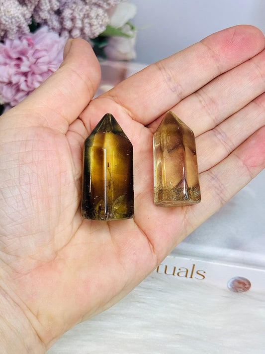 Set of 2 Citrine Towers 4.5cm