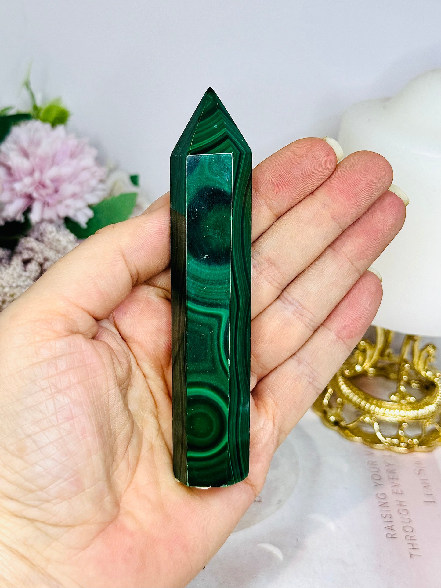 AAA High Grade Natural Malachite Tower From Congo 11.5cm