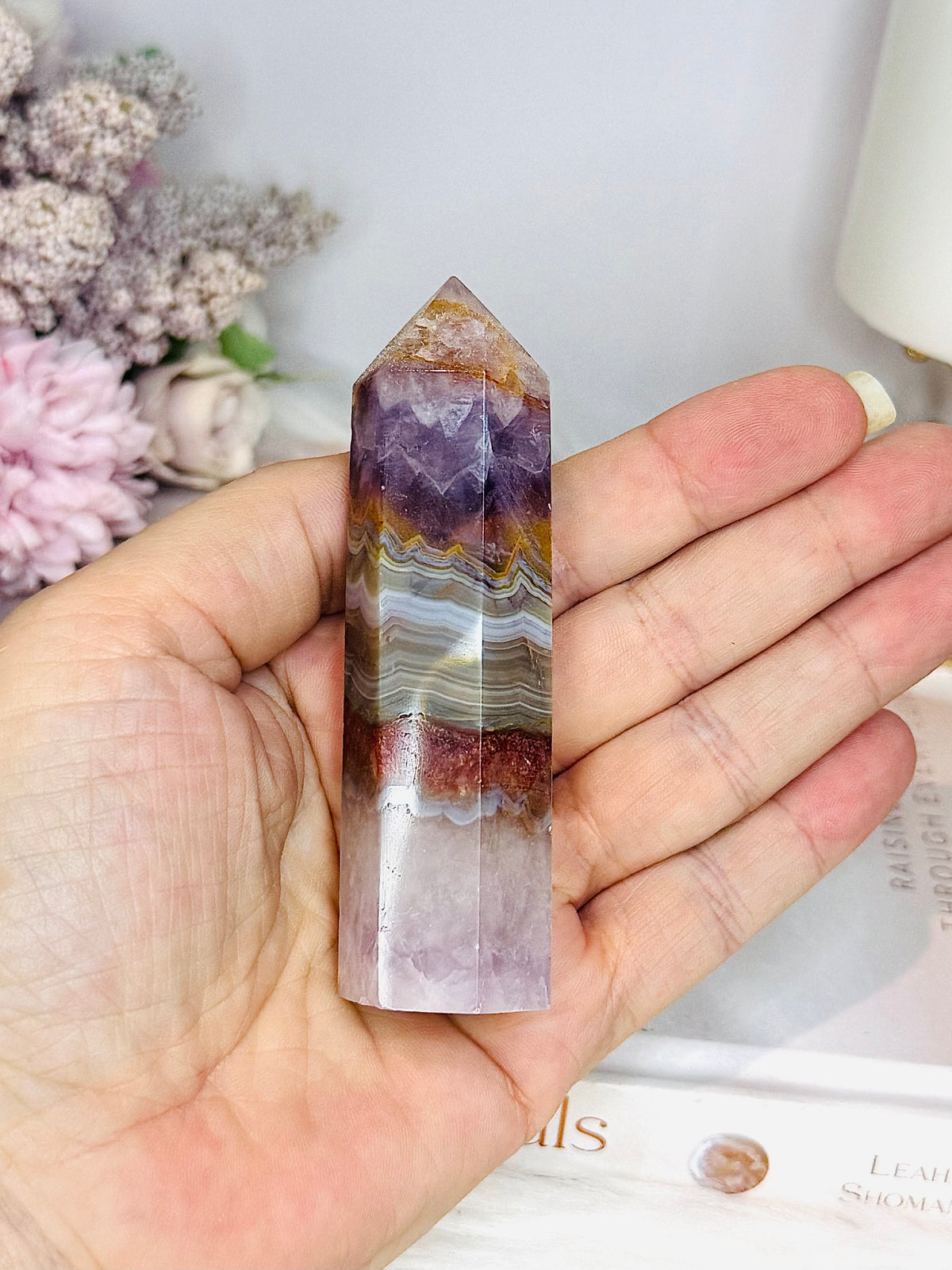 Crazy Lace Amethyst Tower 9cm