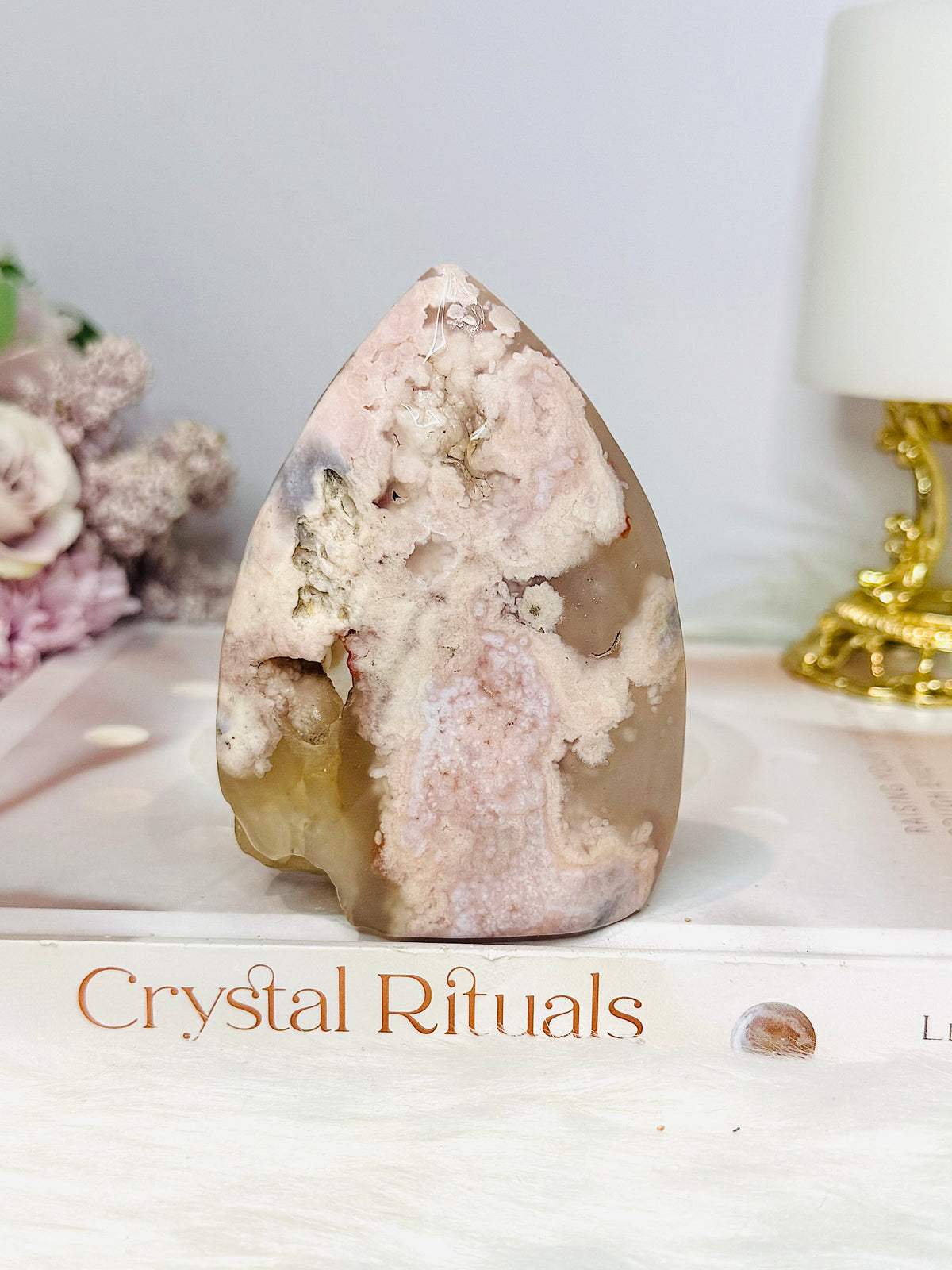 Flower Agate Druzy Flame 9cm 227g