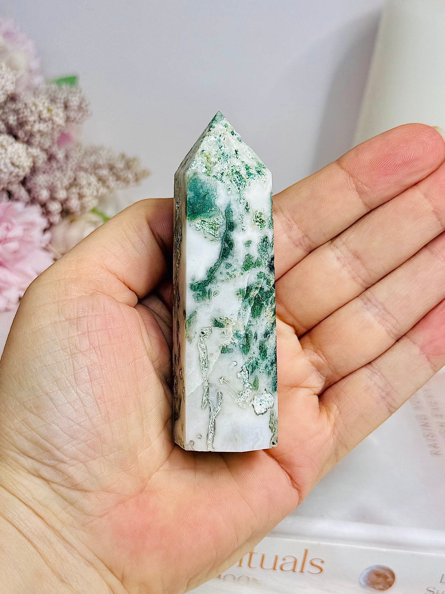 Moss Agate Tower 8.5cm