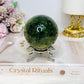 Large Druzy Prehnite Sphere on Stand 357g
