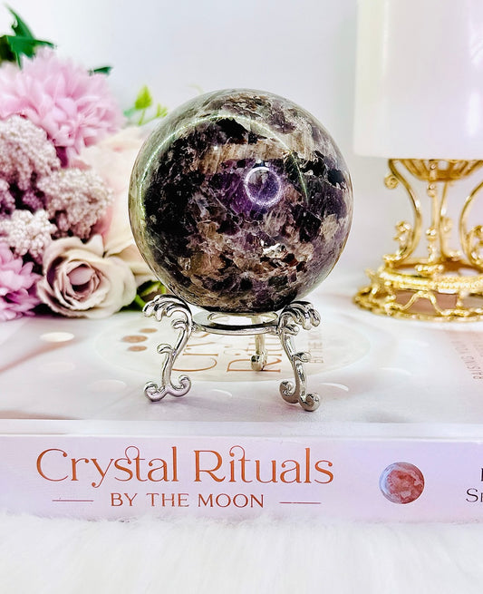 Beautiful Unique Amethyst Sphere 429grams On Stand From Brazil