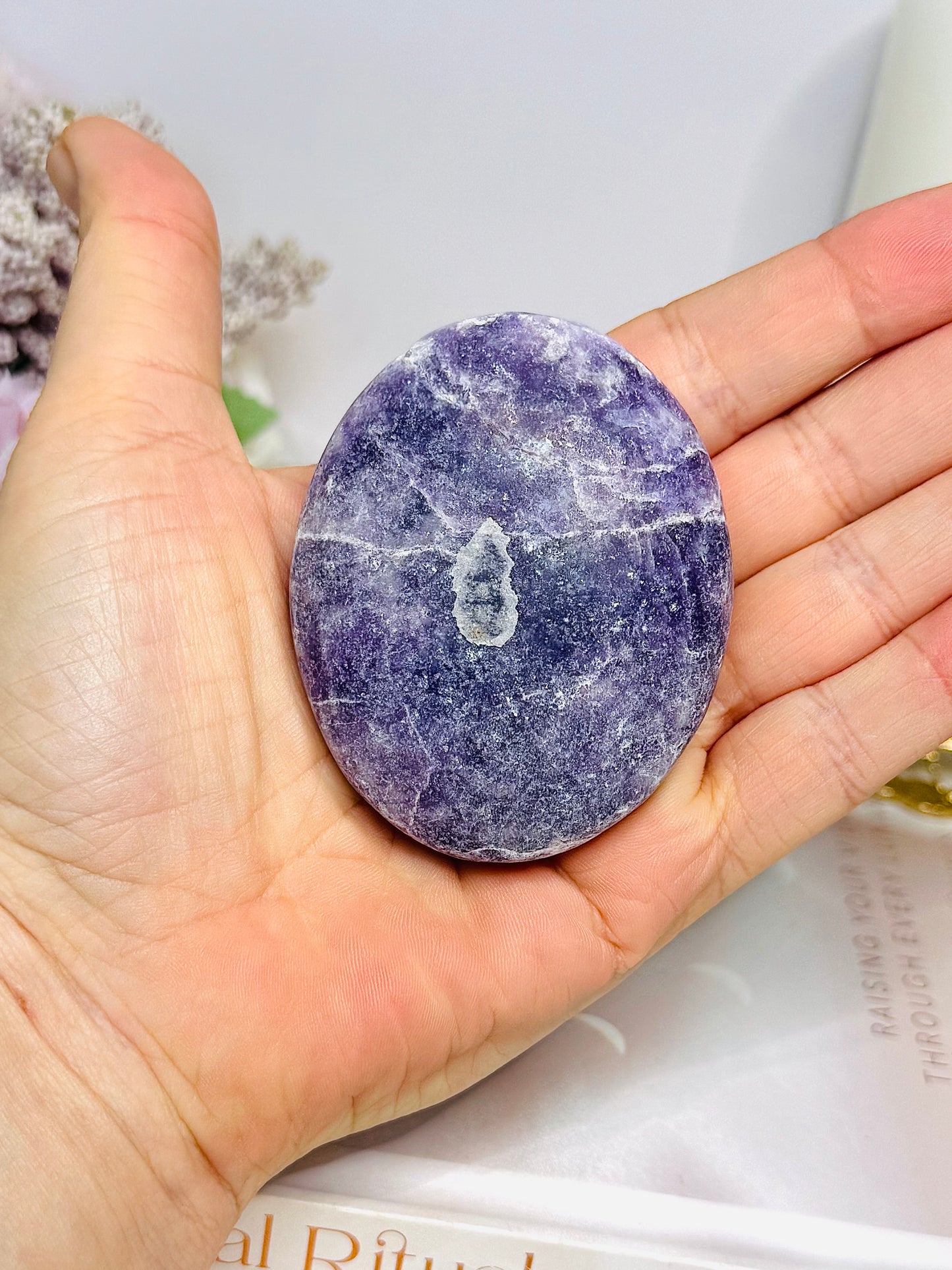 Large Lepidolite Palm Stone