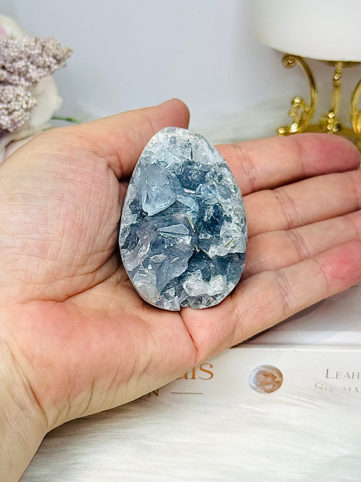 Blue Celestite Cluster Egg 153g