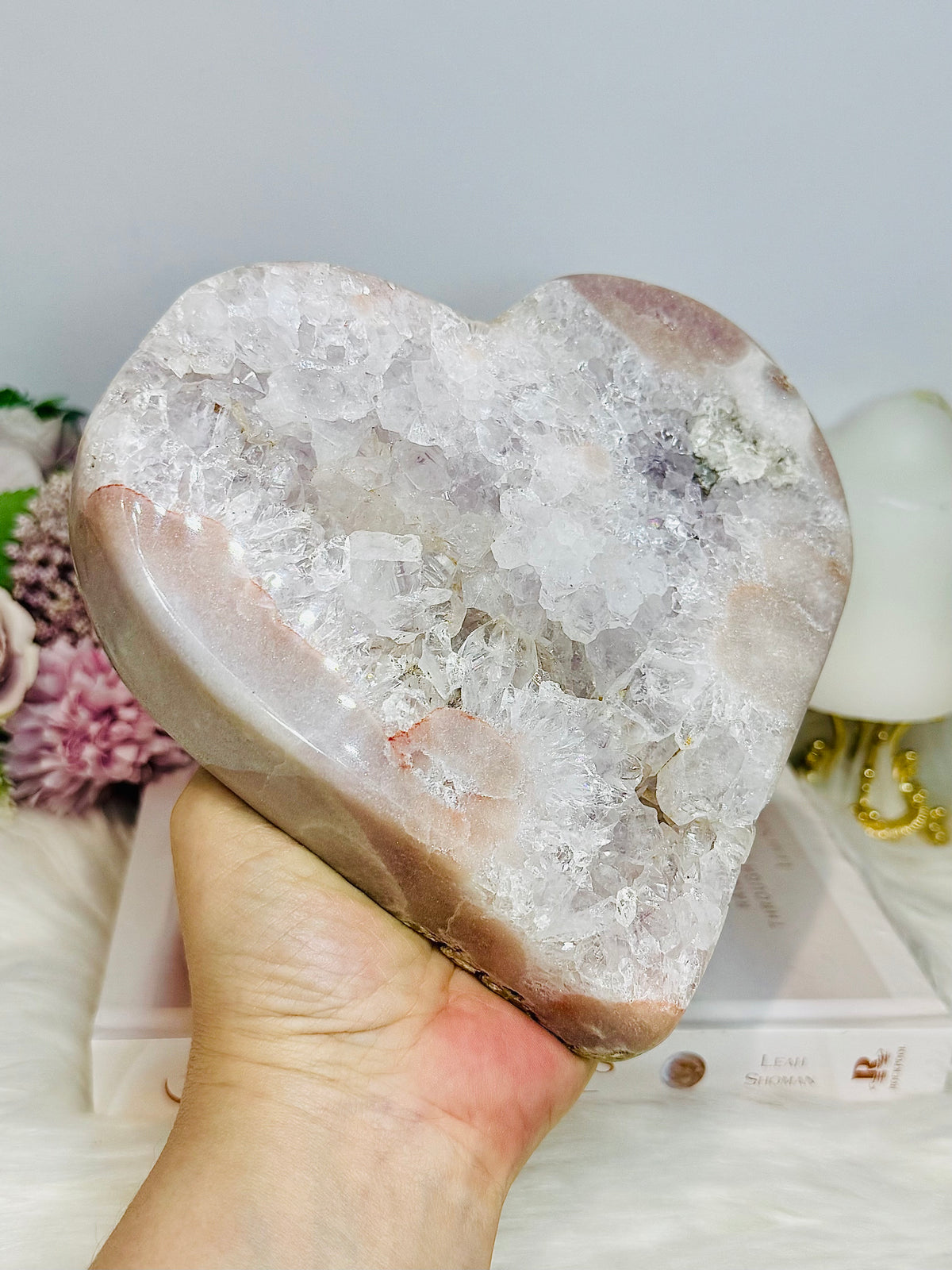Huge High Grade Pink Amethyst Druzy Heart 16cm 1.57KG