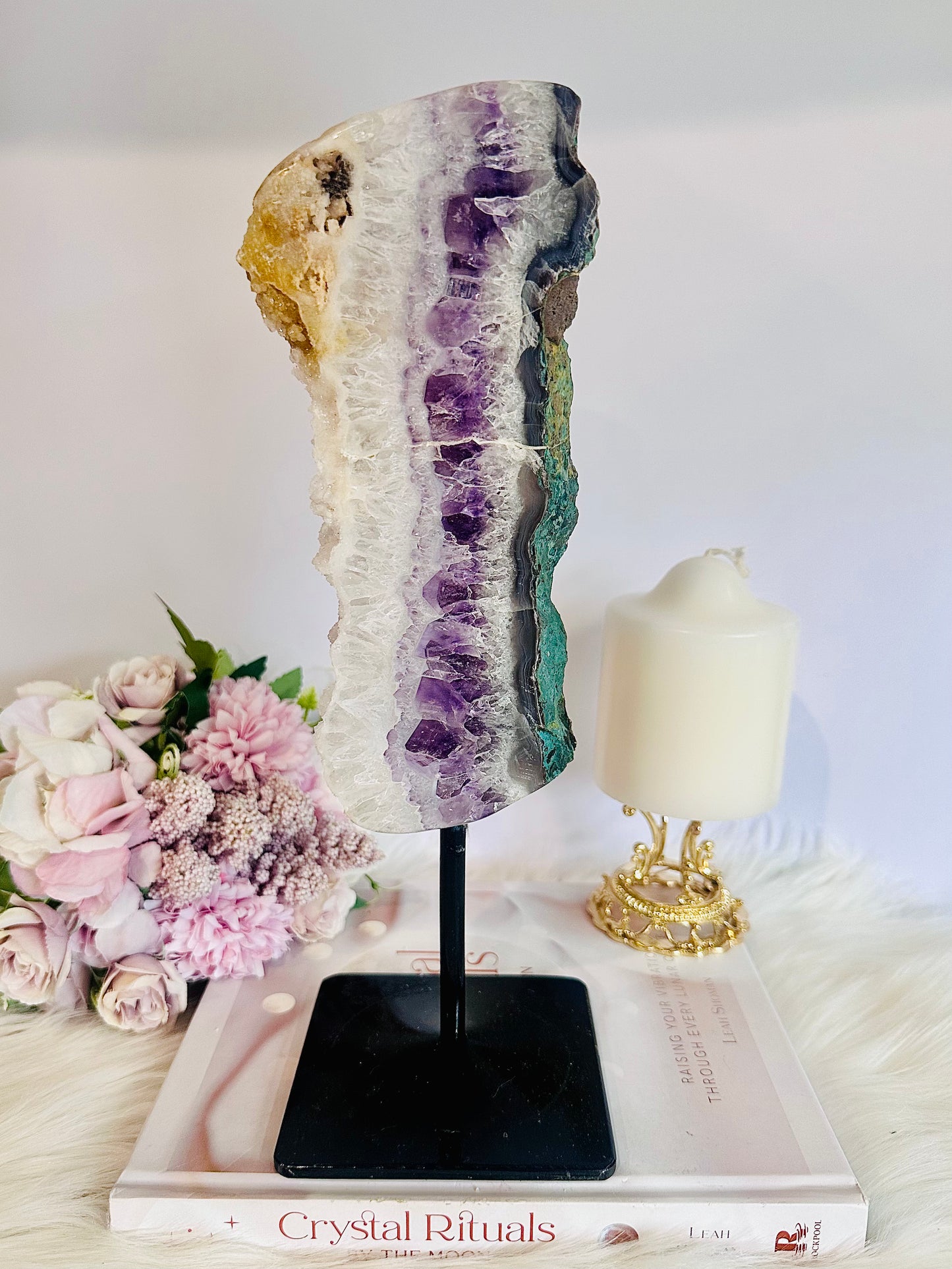 Wow!!!! Truly Divine Tall Large 1.34Gram 30cm Sparkling Sugar Druzy Amethyst Chunky Slice On Stand From Brazil ~ Remarkable Piece