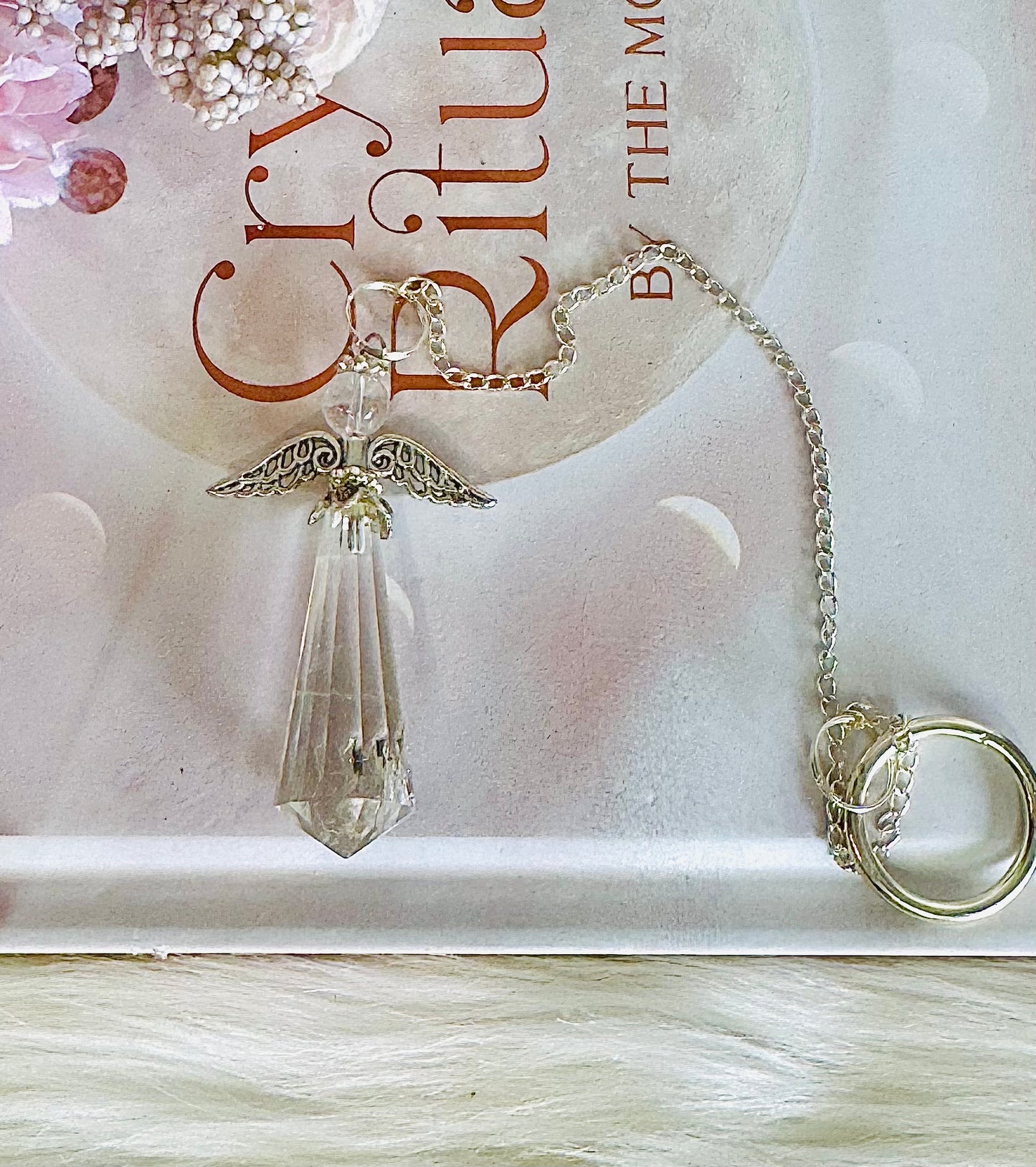 Absolutely Divine Clear Quartz Angel Pendulum In Gift Bag