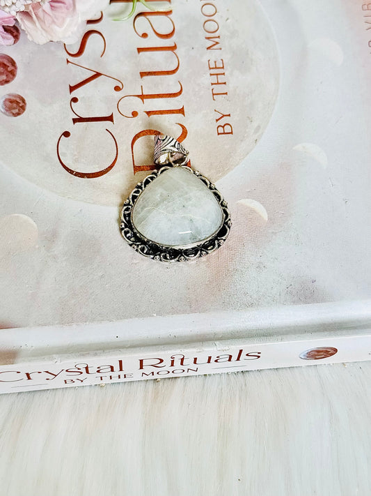 Natural Moonstone Silver Pendant In Gift Bag