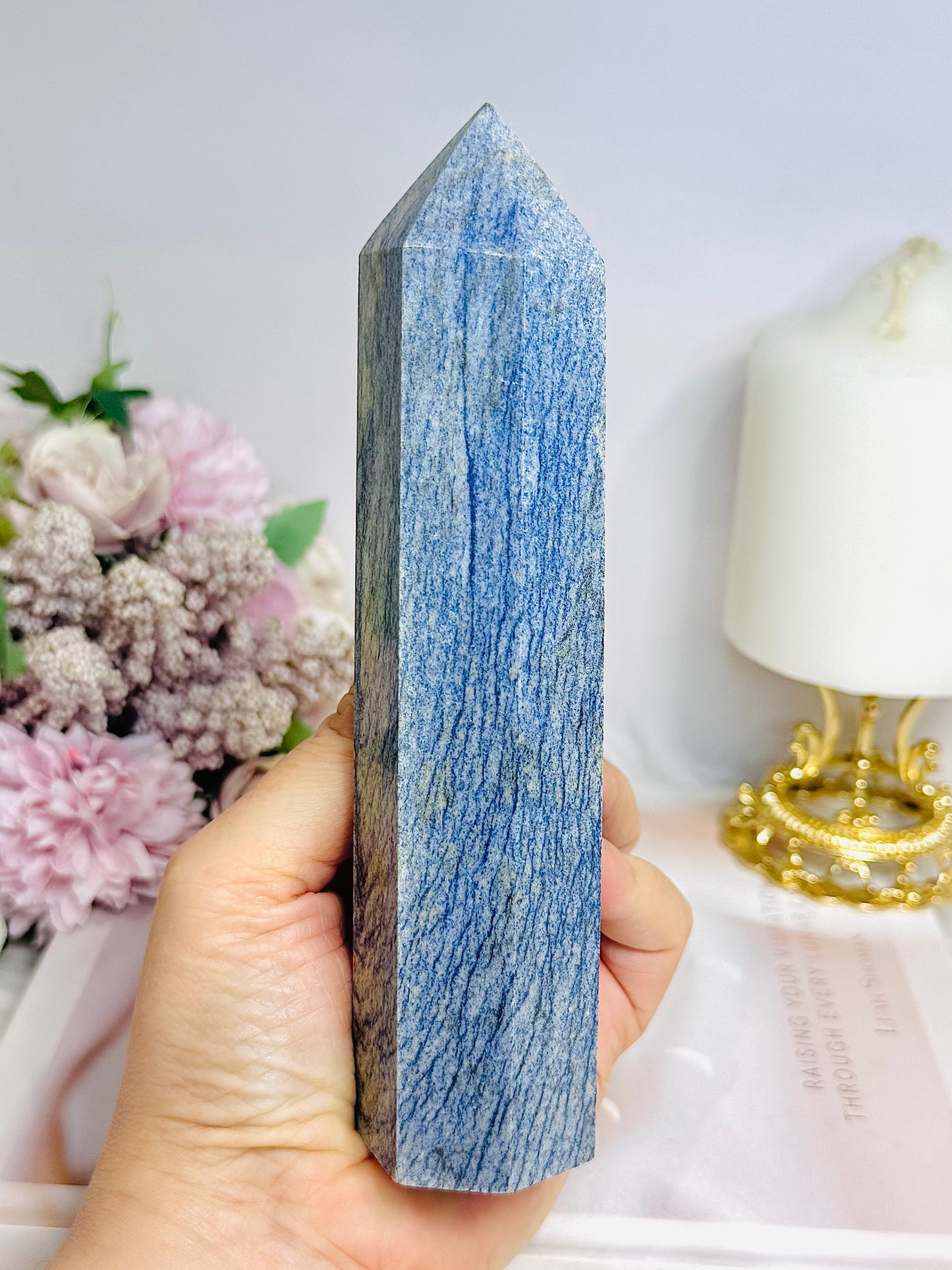 Large Blue Quartz Tower 16.5cm
