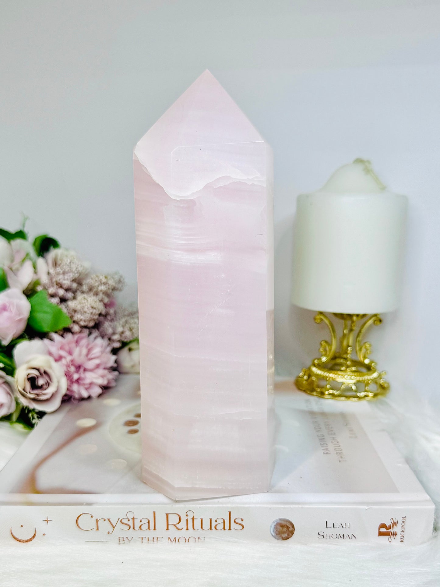 High Grade Large Pink Mangano Calcite (UV Reactive) Tower | Generator 19cm 1.2KG