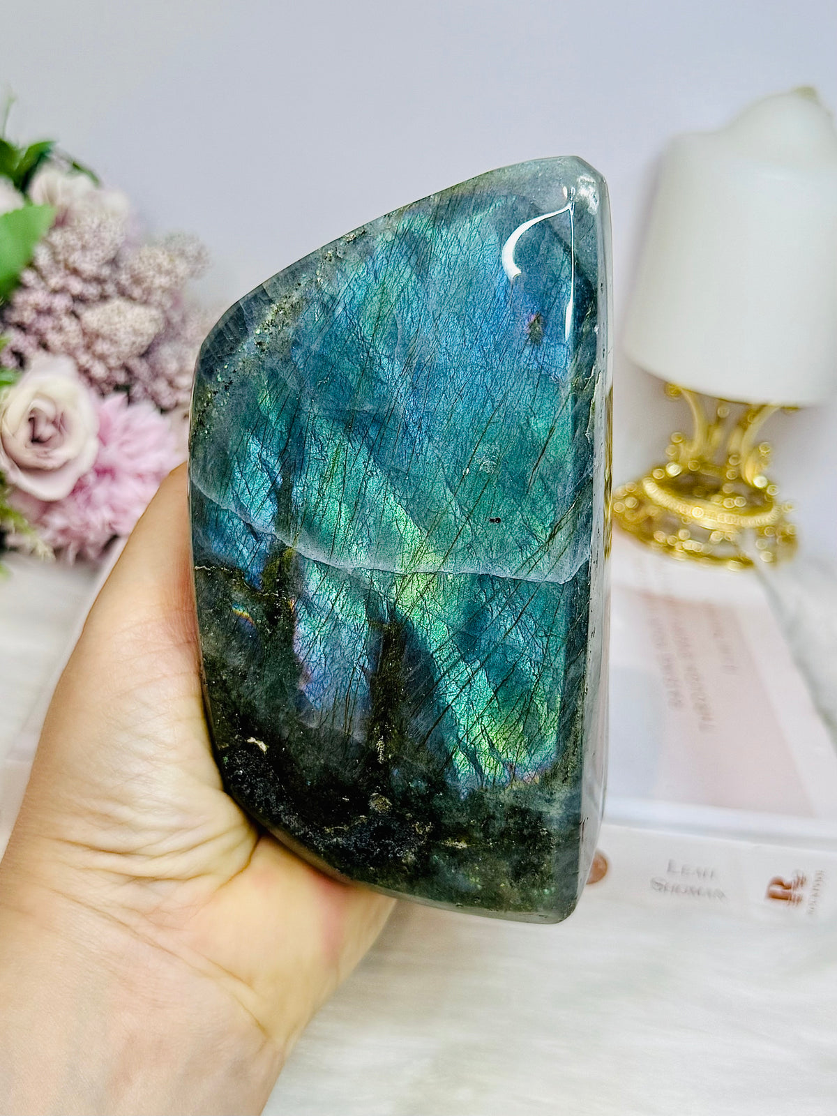 Large Labradorite Freeform Full of Flash 15cm 1.08KG ~ Discounted as chip on edge