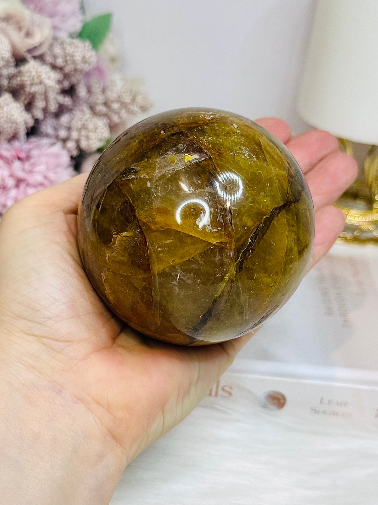 Large Hematoid Quartz Sphere On Stand 629g